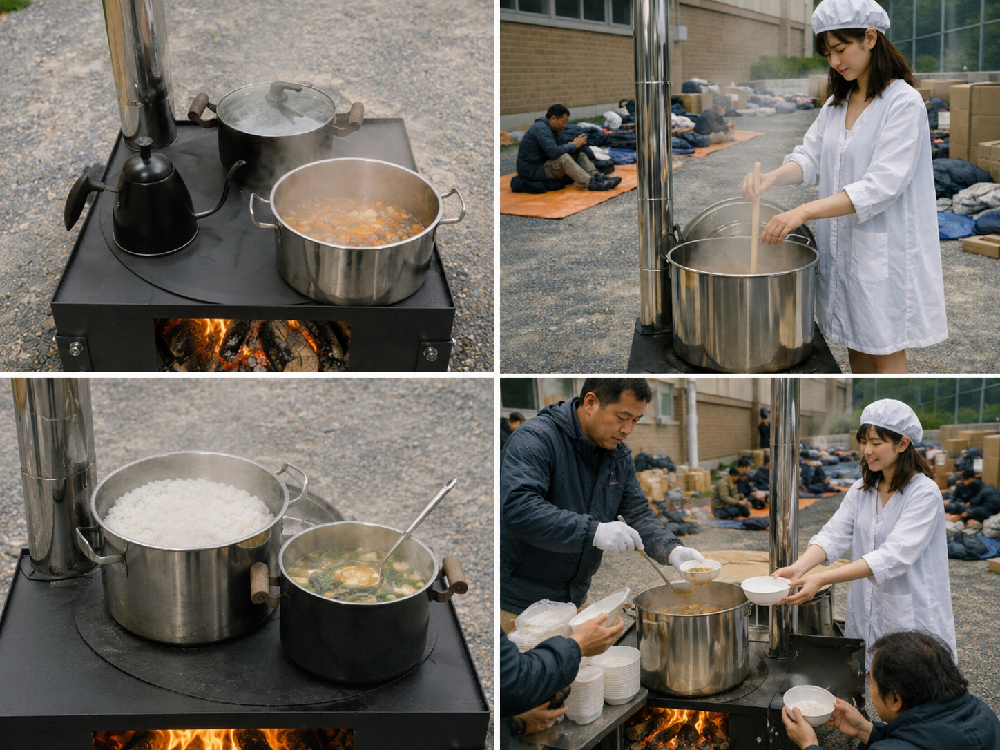 出張実演での炊き出し・配膳のイメージ